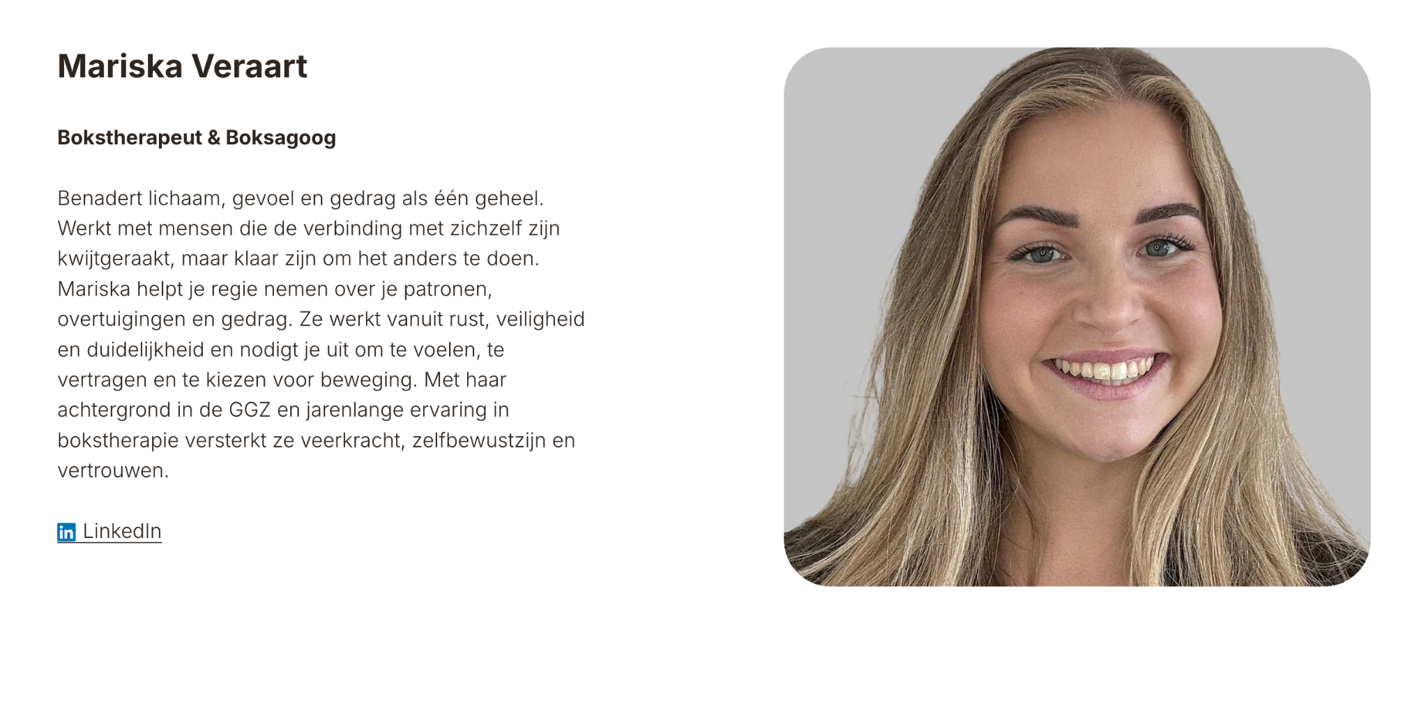 Mariska Veraart, Bokstherapeut en Boksagoog